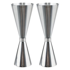 2 piezas de jigger para bartending, cóctel de 30 ml, 60 ml con medidas en el interior, jigger de acero inoxidable 304, accesorios de bar, taza medidora de cóctel, color plateado