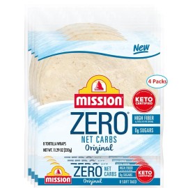 Mission Zero Net Carbs Original Soft Taco Tortillas 8" - 11.29 oz - 8Ct - 4 Pack