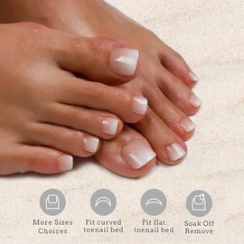 OPkssnails Uñas Postizas Cortas para Los Pies, 216 Unidades, Uñas Postizas Cuadradas Degradadas en Tonos Marrones Veraniegos para Mujer, Puntas de Uña