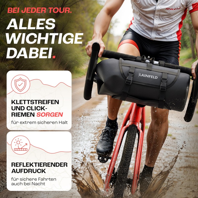 LAINFELD Bicycle Handlebar Bag [8 Litres] | 100% Waterproof |