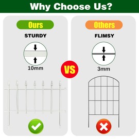 Thealyn Metal Decorative Garden Fence 22" Wide x 18" High (5 Panels, Total Length 9.17 feet), Metal Border Folding Fence, Landscape Fencing for Flower Bed, Yard, Animal Barrier