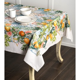 Maison d'Hermine Tablecloths, 100% Cotton, 140 cm x 180 cm, Decorative Square Tablecloth, Washable Tablecloth for Mother's Day Gifts, Holiday Dinners, Wedding, Agrume - Spring/Summer