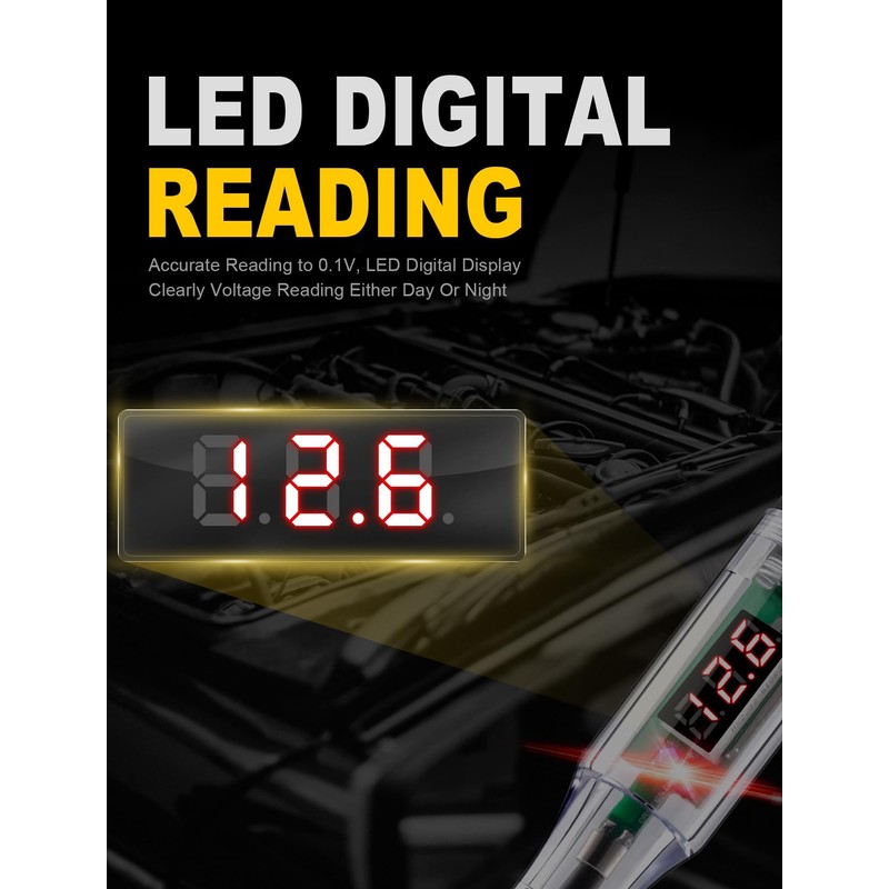 Test Light Automotive 5-90V Digital LED Circuit Tester with Voltage