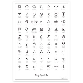 "Map Symbol Poster" Looks Great in Interior, Society, A3 Size, Elementary School Student, Interior Sonorite