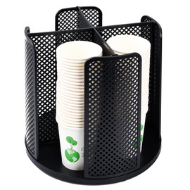 Wisebom Rotatable Cup and Lid Organizer Paper Cup Dispenser Coffee Cup Dispenser Cup Holder Disposable Cup Dispenser Coffee Station Organizer for Countertop Bathroom Kitchen Bedroom Coffee Shop