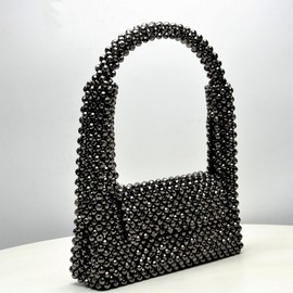 Miuco Pearl Bag Clutch Purses For Women Wedding Bride Purse Sparkly Glitterl Beaded Handbag, Black