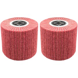 JONAS C 2 Pcs 320 Grit Burnishing Polishing Wheel Drum, 4.7" x 4" Abrasive Wire Drawing Flap Sanding Drum, Finishing Drum, Surface Conditioning Tool Drum for Metal, Wood, Plastic