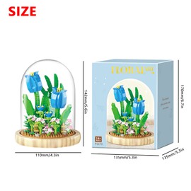 NOOLY KLJMH-01 Pack of 558 Tulip Flower Building Blocks with Plastic Cover for Home and Office Decoration