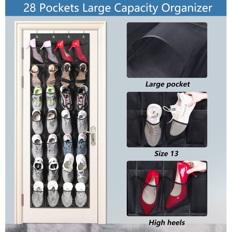 MISSLO 28 Large Pockets Hanging Shoe Organizer Over The Door