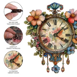 jiroinlly Wooden Puzzle for Adults, Wall Clock Jigsaw Puzzles 200 Piece, Unique Shapes Family Reunion Puzzle for Adults and Kids, Beautiful Package, Best Gift for Family Friends Medium 11.2 * 15.21in