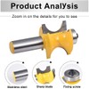 HOHXEN 1/2'' Shank Bullnose Router Bit,3/4'' Dia Half Round Blade,for