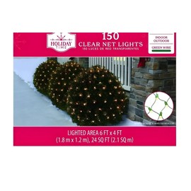 Holiday Time New ! Holiday Time 150-Count Clear Incandescent Net Lights, 24 sq. ft.