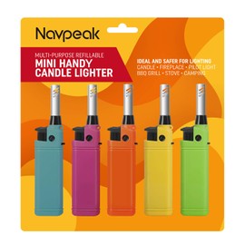 Navpeak Mini Candle Lighter Handy Refillable for Kitchen Fireplace Pilot Light BBQ Grill Stove 5 Pack (Butane Included)
