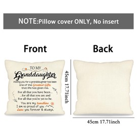 ACAROMAY to My Graddaughter Gift for Girl Decorative Throw Pillow Cover Gift for Granddaughter's Christmas Birthday Gift from Grandmother Grandfather Pillow Accessories 18x18 inches (Granddaughter)