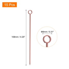 sourcing map 15Pcs Stainless Steel Cocktail Toothpicks, 4.25 Inch Metal Cocktail Picks Fruit Sticks Reusable Long Martini Picks Cocktail Skewers for Party Drinks Appetizer, Rose Gold Ring