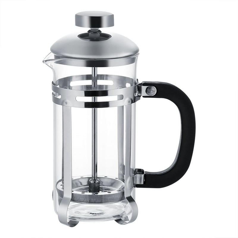 350ml Stainless Steel Glass Cafetiere French Filter Tea Coffee Pot