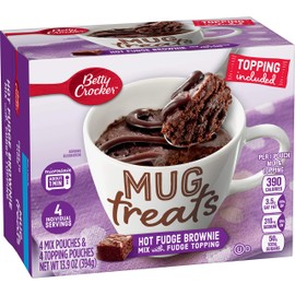 Betty Crocker Mug Treats Hot Fudge Brownie Mix with Fudge Topping, 4 Servings, 13.9 oz.