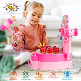 VATOS Whack Game, Beat the Mole, Electronic Mini Arcade Toy, Coin Game with 2 Hammers, Interactive Educational for Toddlers, Children, Girls and Boys Aged 3-6 Years