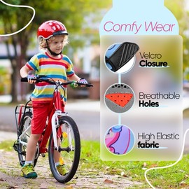 SAGA SPORTS Half Finger Kids Cycling Gloves, Non-Slip Kids Bike Gloves