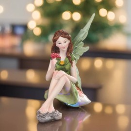 8.25"H Fairy on Mushroom Figurine Ornament Home Decor Unique Gift
