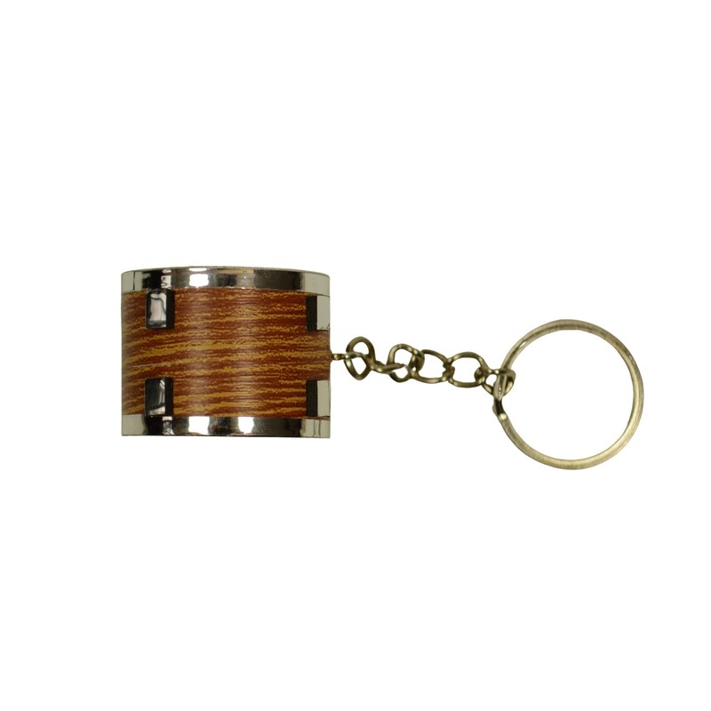 FTWDesign Snare Drum Wood Effect Keyring, light brown