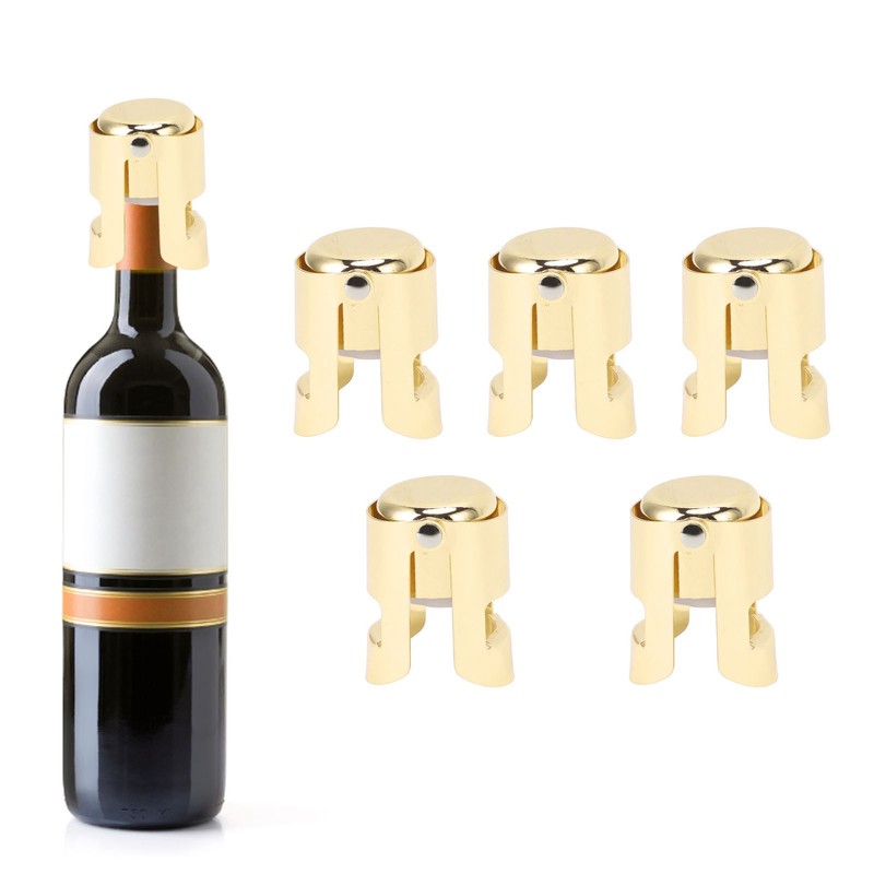 5Pcs Champagne Bottle Stopper Stainless Steel Champagne Sealer Plug Reusable