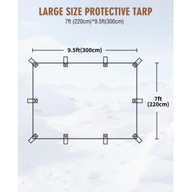 HIRALIY 20 Mil Heavy Duty Waterproof Tarp, 7x9.5ft Black Tarpaulin with Reinforced Webbing Loops, Multipurpose Oxford Fabric Tarp for Firewood, Roof, Camping, Pool