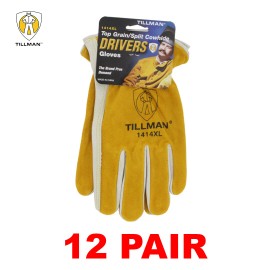 Tillman 1414 Top Grain Pearl Cowhide Drivers Gloves (Sizes: M-XL) - 12 PAIR - X-Large