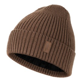 Wmcaps Beanie for Men, Unisex Classic Knit Beanie Winter Hat Stretchy Soft Cuffed Wooly Beanie with Thermal Thick Fleece Lining, Gifts for Men/Women/Her/Him/Dad(Brown)