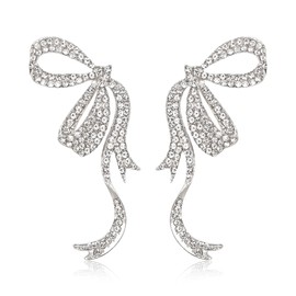 EVER FAITH Bow Earrings for Women Girls, Sparkly Rhinestone Crystal Bow Knot Drop Dangle Earrings for Wedding Bridal Bridal