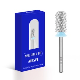 AIRSEE Tungsten Carbide Acrylic Nail Drill Bit Efile Electric File Machine Head Tip for Manicure Polishing Art Remove Gel 3/32" 2 Way Beginner Safety Round Top Cylinder Barrel 4X Coarse-4XC