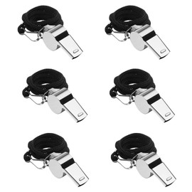 Whistle,6 Pcs Stainless Steel Sports Whistles,Coach Whistles Metal Whistle with Lanyard,for Whistle Sport,for Referees, Coaches, Polices, Training, Outdoor Sports and Emergency