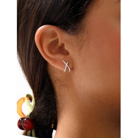 AGWOLF Gold Earrings for Women Trendy,14K Gold/Silver Plated Stud Plated Earrings Dainty Earrings Simple Minimalist Cubic Zirconia Diamond Hypoallergenic Small Gold Earrings for Women Jewelry Gifts