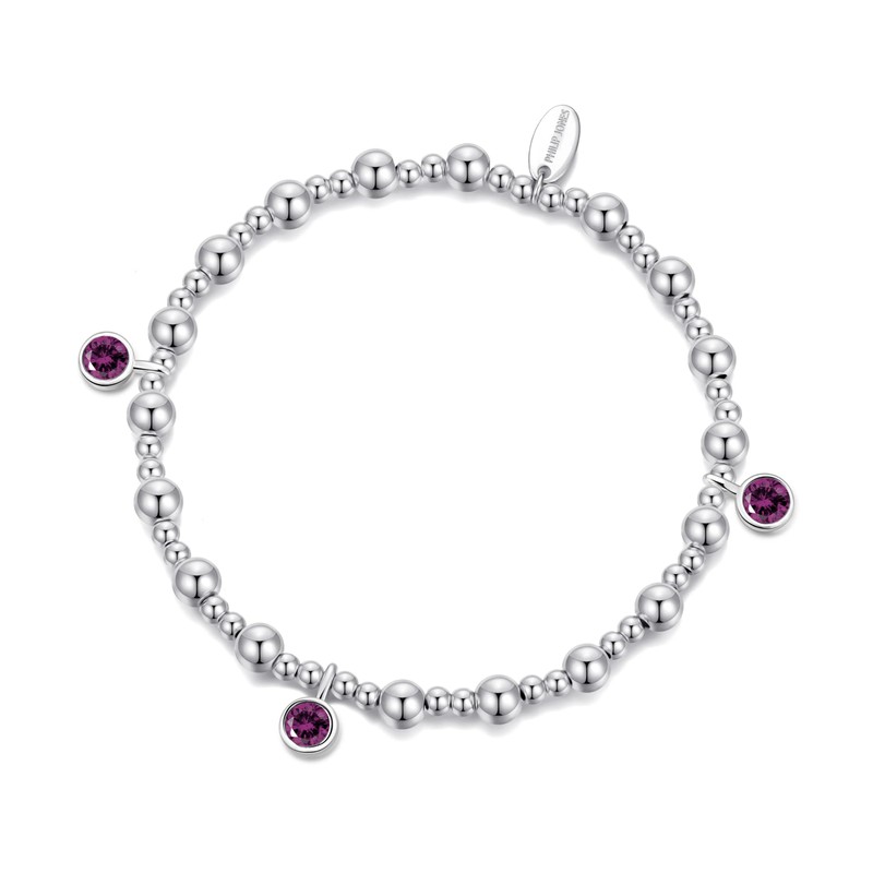 Philip Jones June (Alexandrite) Birthstone Stretch Charm Bracelet with Quote