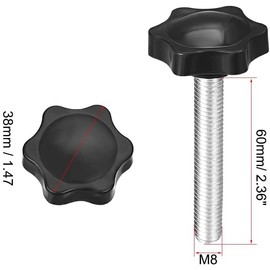 MACHSWON Clamping Screw Knob for Lathe Machine Mechanical Equipment Instrument and Apparatus Industry Equipment Plum Hex Shaped Grips Star Knob M8 x 60mm 2pcs