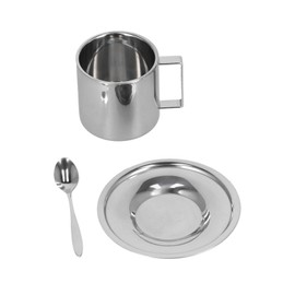 3PCS/Set Insulated Coffee Cup Set Stainless Steel Double Walled Mugs Milk Tea Cup with Saucer Spoon Set280ML