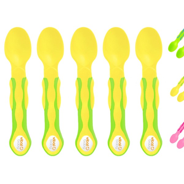 My First Spoon - Pack of 5 Baby Spoons (Yellow/Green)
