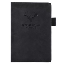 Notebook Journal with Pen Loop, Deer Head Design Writing Notebooks, Perfect for Office Home School Business Writing and Composition Black (B5)