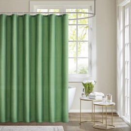 MIULEE Shower Curtain 180 x 180 cm Green Waterproof Bath Curtain Anti-Mould and Textile Washable Quick Drying Bathroom for Bath and Shower Shower Curtains with 12 Shower Curtain Rings