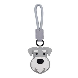 Elechobby Soft Leather Dog Keychain,Cute Cartoon Animal Keyring,Border collie,Beagle,Schnauzer,Poodle,Faldou,Husky Keychain (Schnauzer)