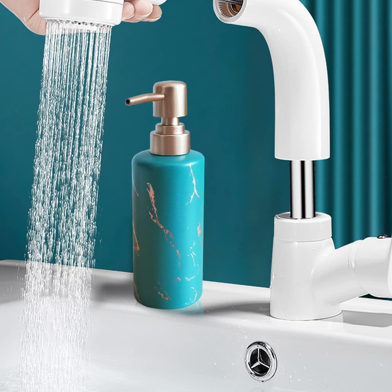 Gold Soap Dispenser for Bathroom or Kitchen, Skinny Ceramic Lotion