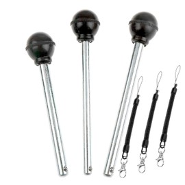 3Pack 3/8" Dia Round Black KNOB Weight Stack Pin Stainless Gym Equipment Locking Weight Loading Pin Strength Training Multifunction Replacement Part ，FREE Lanyard (3Pack, Φ3/8in x 2-1/2in)