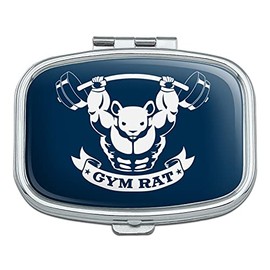 Gym Rat Workout Weight Lifting Rectangle Pill Case Trinket Gift Box