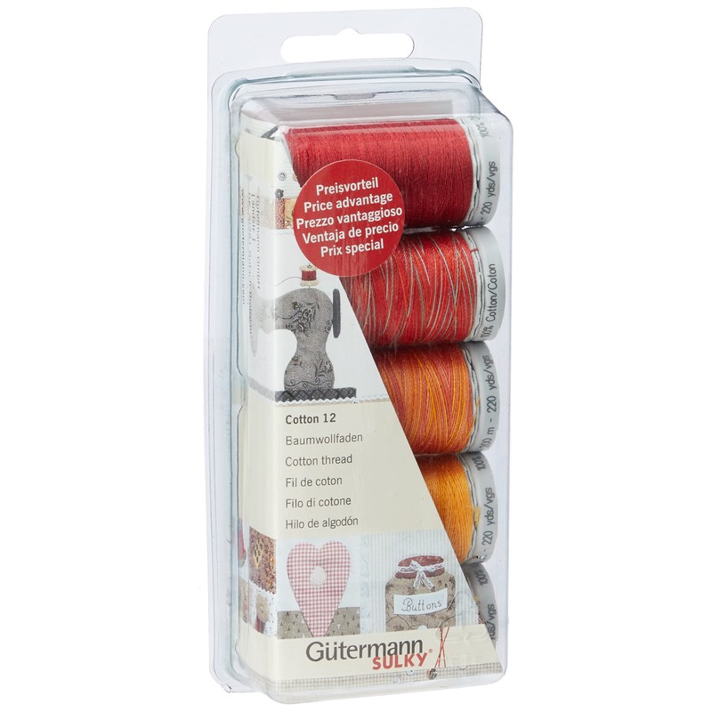 Gutermann Thread Set: Machine Embroidery Cotton 12-Sunny