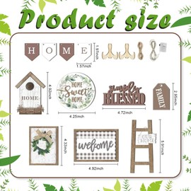 Auch Farmhouse Decor for Tiered Tray, Black White Buffalo Plaid Wooden Mini Sign Rustic Table Ornaments with String Lights Kitchen Decoration, Housewarming Gift (A)