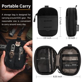 TACTICAL GEEK Block F Portable EDC Pouch, Compact Waist Bag, Molle Pocket Organizer, Multi-Purpose Wallet Crafted from 500D Nylon for Versatile Gear & Card Storage-Black