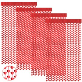 Tatuo 4 Packs Valentine's Day Heart Foil Fringe Curtains Romantic Red Heart Streamer Backdrop Decorations Heart Hanging Ornament for Valentines Party Anniversary Wedding Baby Shower