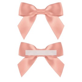 Self Adhesive Luxury Satin Bows for Gift Wrapping 3" Small Black Satin Premade Ribbon Bows with Double-Sided Tape for Package Baby Shower Birthday Party Wedding Craft Decoration (Rose Gold, 100 Pack)