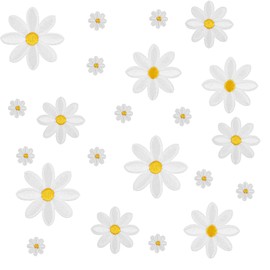 40Pcs Daisy Flower Iron On Patches, 4 Sizes Cute White Floral Embroidery Applique Patches for Clothes, Hats, Backpacks, Jeans, DIY Sewing Patch for Women (Flower, White, 4cm*3.5cm*3cm*1.2cm)