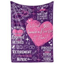 InnoBeta Retirement Gifts Throws for Nurse, Bed Flannel Fleece Plush Blankets Thank You Presents for Women,Men, Friends, Mom, Dad, Grandma, Grandpa (50"x 65") - Retired But Forever A Nurse at Heart